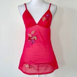 Vintage Victoria’s Secret Cherry Mesh Babydoll Cami